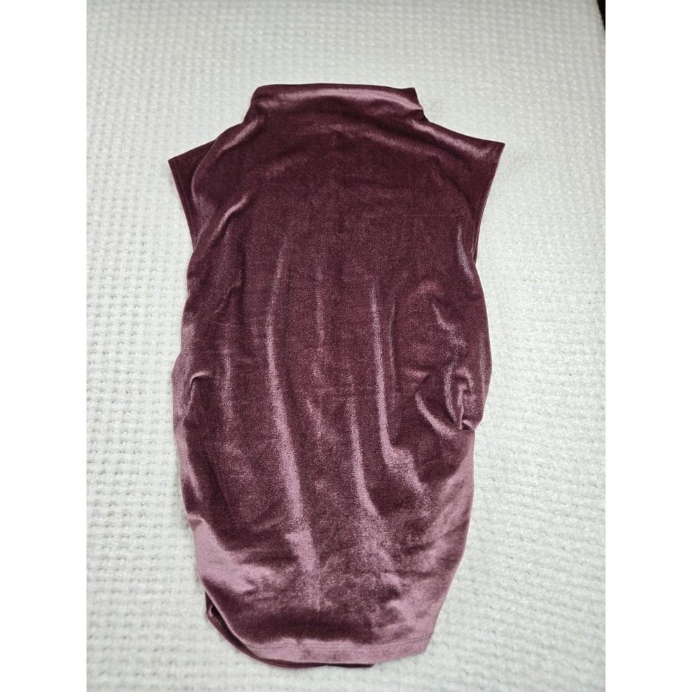 Plum Purple Velvet Sleeveless Mock Neck Top Size M Romantic Goth Velour Cinched